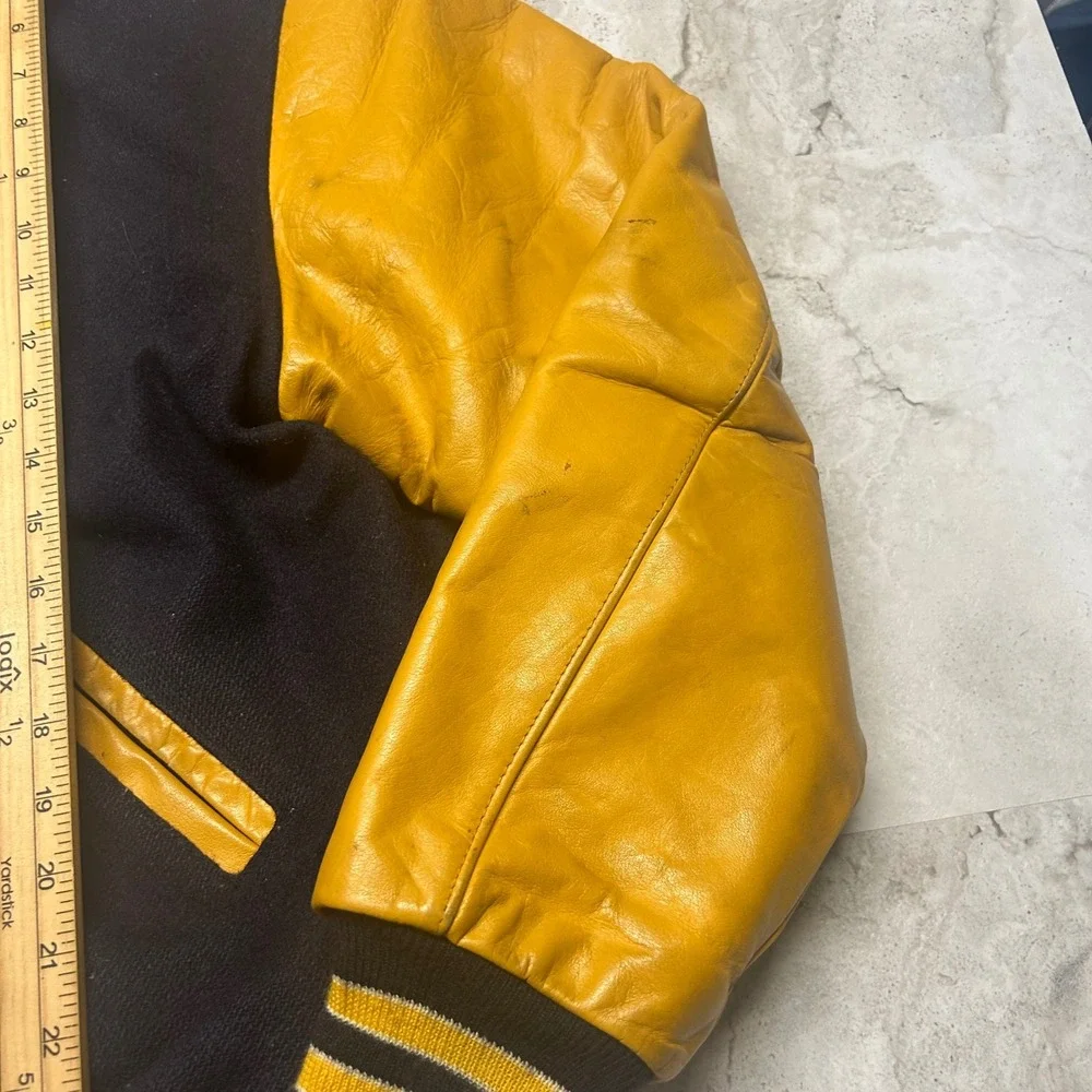 T&M Sportswear Teamsters Local 299 Varsity Jacket Navy Yellow Mens L Vintage